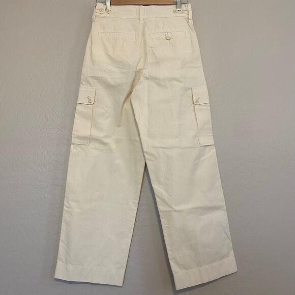 J Crew Cotton Cargo Pants Ripstop Cotton Womens Size 24 High Rise Wide Leg - Picture 2 of 4